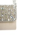 Women Embellished Foldover Clutch with Handle