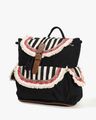 Women Striped Backpack with Buckle Closure