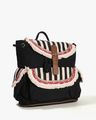 Women Striped Backpack with Buckle Closure