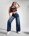 Women High Rise Relaxed Jeans - Stone