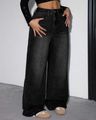 Women Mid-Rise Wide Jeans - Black