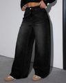 Women Mid-Rise Wide Jeans - Black