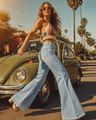 Women Mid-Rise Wide Leg Jeans with Flexi Waist