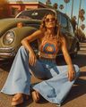 Women Mid-Rise Wide Leg Jeans with Flexi Waist