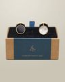 Men Gold-Plated Mother of Pearl & Onyx Evening Cufflinks