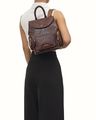 Gatwick-03 Embossed Ostrich Leather Backpack with Adjustable Straps