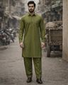 Cotton Pathani Kurta & Salwar Set - Green