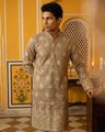 Embroidered Cotton-Blend Kurta Pyjama 