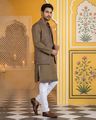 Embroidered Regular Fit Kurta with Pyjamas & Jacket Set