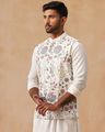 Floral Embroidered Silk Blend Nehru Jacket