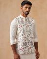 Floral Embroidered Silk Blend Nehru Jacket