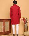 Men Embroidered Chikankari and Sequence Kurta with Pyjama - Red