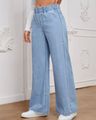 Women Washed Boyfriend High-Rise Clean Jeans