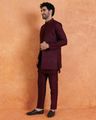 Men Embellished Kurta Front Jacket Trouser Set