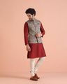 Men Floral Printed Kurta Jacket Churidar Set