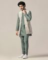 Men Printed Jacket Kurta Churidar Set