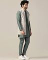 Men Printed Jacket Kurta Churidar Set