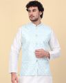 Men Embellished Nehru Jacket - Blue