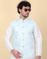 Men Embellished Nehru Jacket - Blue