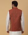 Men Geometric Printed Nehru Jacket - Maroon
