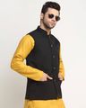 Men Mandarin Collar Nehru jacket with Insert Pockets - Black