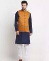 Men Mandarin Collar Nehru jacket with Insert Pockets - Mustard