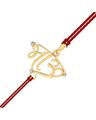 Bhau Yellow Gold Diamond Studded Rakhi cum Pendant