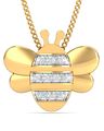 Yellow Gold Diamond-Studded Bee Pendant Rakhi