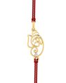 Yellow Gold Om Ganpati Diamond-Studded Pendant Rakhi