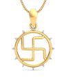 Yellow Gold Swastik Rakhi Pendant