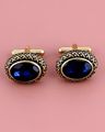 Stone-Studded Oval Shaped Cufflinks 