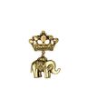 Elephant-Shaped Brooch with Crown Accent