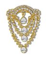 Men Gold-Tone Triple Layered Teardrop Crystal Brooches