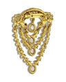Men Gold-Tone Triple Layered Teardrop Crystal Brooches