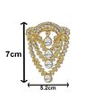 Men Gold-Tone Triple Layered Teardrop Crystal Brooches
