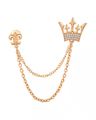 Rose Gold-Plated Crown Dual Chain Brooch
