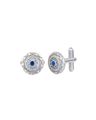 Silver-Plated Crystal-Studded Cufflinks