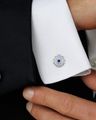 Silver-Plated Crystal-Studded Cufflinks