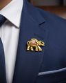 Unisex Gold Toned Royal Elephant-Shaped Brooches