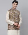 Geometric Print Sleeveless Nehru jacket