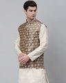 Geometric Print Sleeveless Nehru jacket