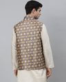 Geometric Print Sleeveless Nehru jacket