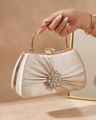 Women Embellished Clutch with Detachable Chain