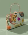 Women Floral Embroidered Box Clutch with Detachable Chain