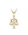 Libra Zodiac Yellow Gold Diamond Pendant