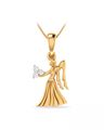Virgo Zodiac Yellow Gold Diamond Pendant
