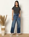 Shein Ankle Length Fly With Button Closure Mid Wash Jeans