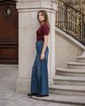 Shein Fly With Button Closure Bow Embroidered Mid Wash Jeans