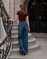 Shein Fly With Button Closure Bow Embroidered Mid Wash Jeans