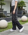 Shein Fly With Button Closure Bow Embroidered Mid Wash Jeans - Black